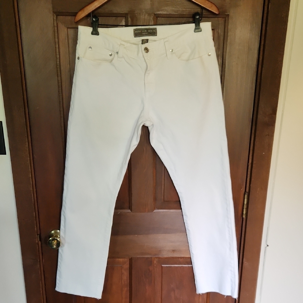 Point Sur Denim White Straight-Leg Cropped Jeans Ladies 8, Summer, Travel